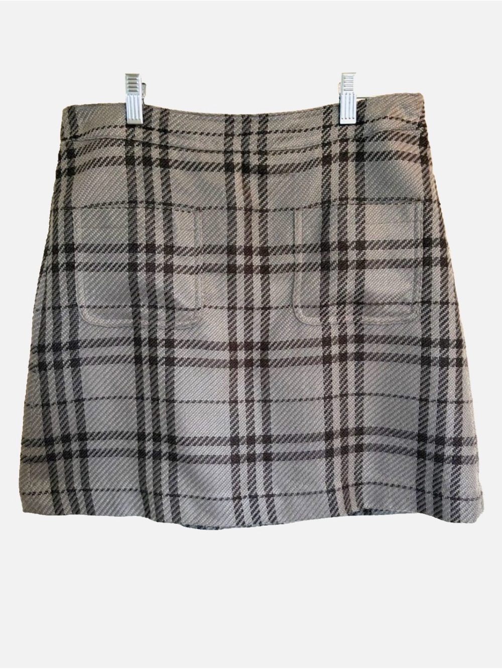 J.Crew Plaid Mini Skirt Size 8 Gray Black Preppy A-Line Lined